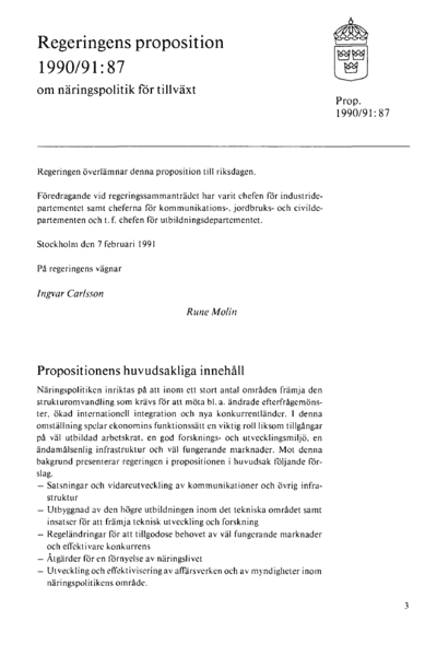 Omslaget till prop. 1990/91:87