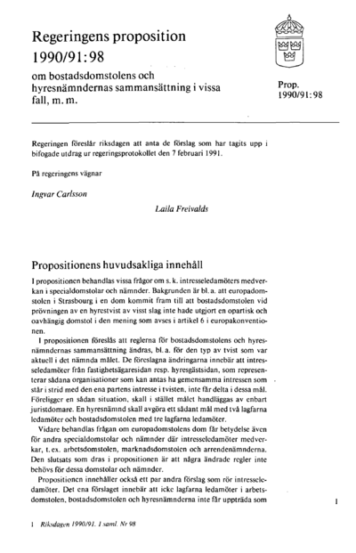 Omslaget till prop. 1990/91:98