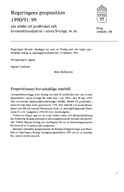 Omslaget till prop. 1990/91:99