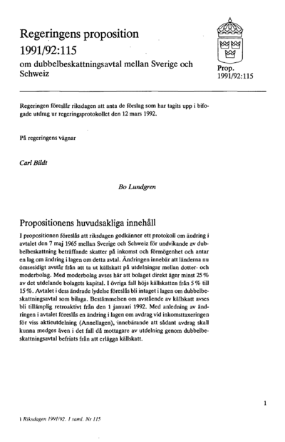 Omslaget till prop. 1991/92:115