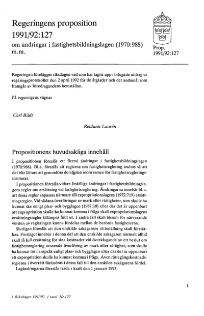 Omslaget till prop. 1991/92:127