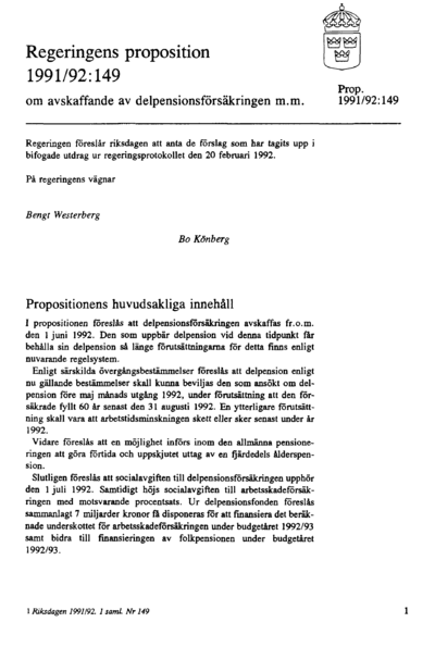 Omslaget till prop. 1991/92:149