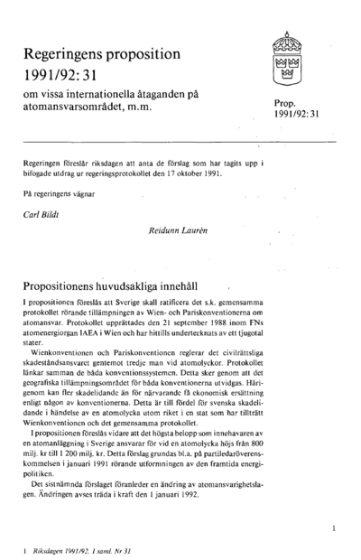Omslaget till prop. 1991/92:31
