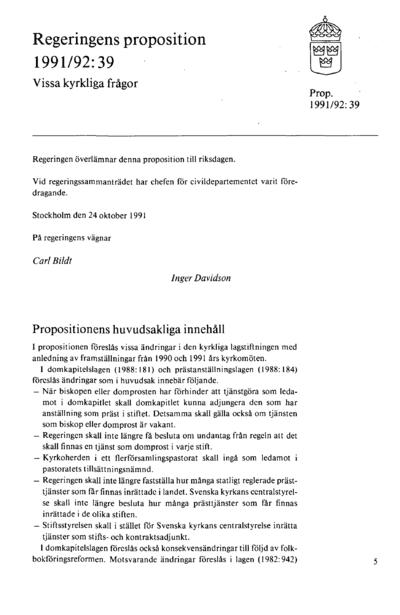 Omslaget till prop. 1991/92:39