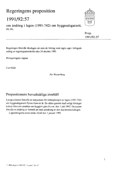 Omslaget till prop. 1991/92:57