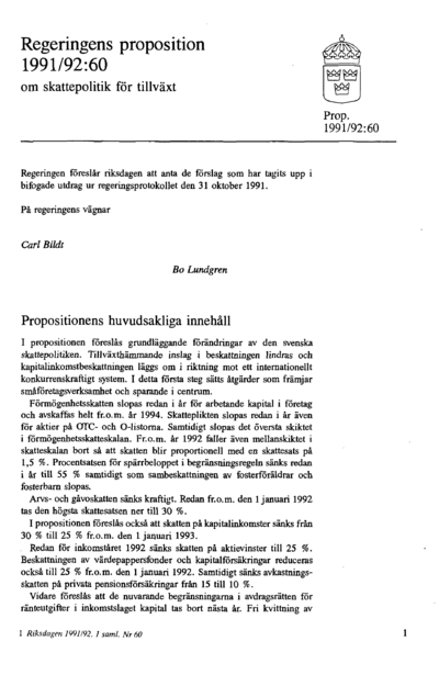 Omslaget till prop. 1991/92:60