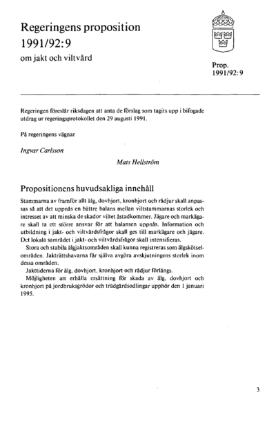 Omslaget till prop. 1991/92:9