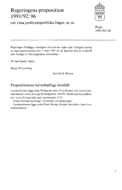 Omslaget till prop. 1991/92:96