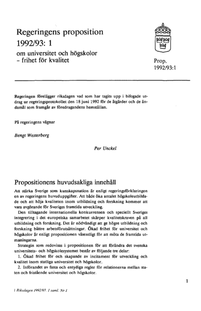 Omslaget till prop. 1992/93:1