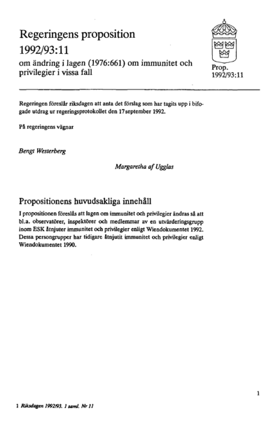 Omslaget till prop. 1992/93:11