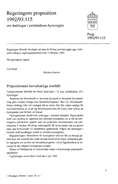 Omslaget till prop. 1992/93:115