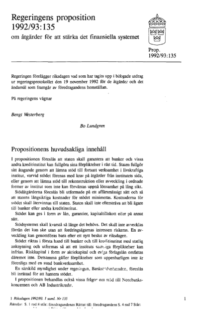Omslaget till prop. 1992/93:135