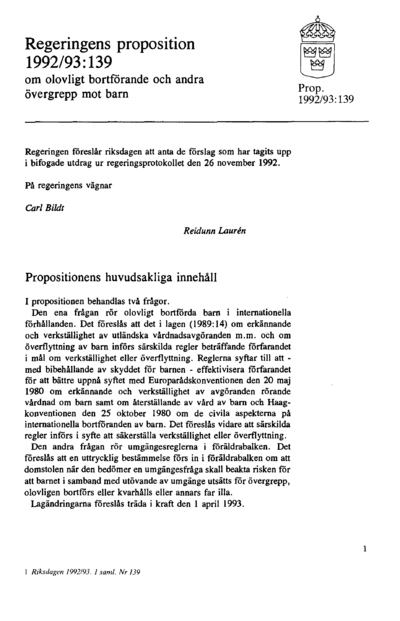 Omslaget till prop. 1992/93:139