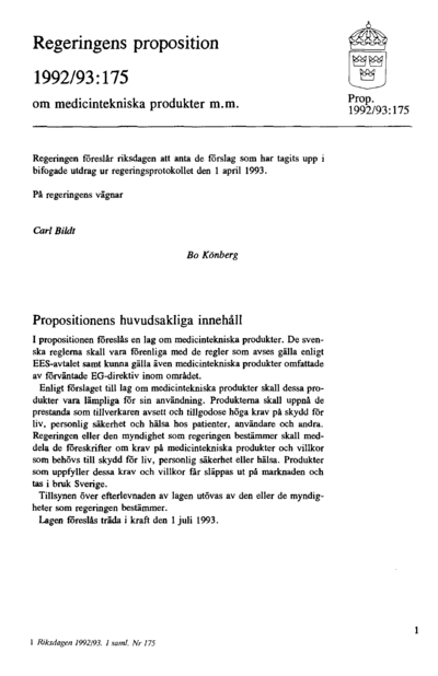 Omslaget till prop. 1992/93:175