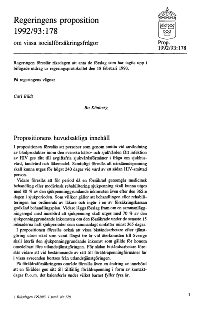 Omslaget till prop. 1992/93:178