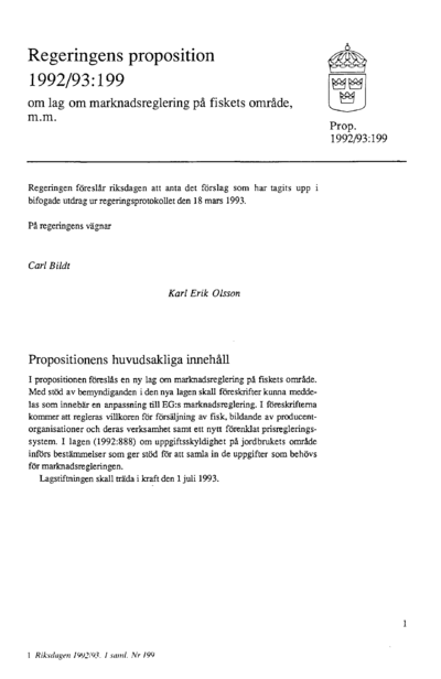 Omslaget till prop. 1992/93:199