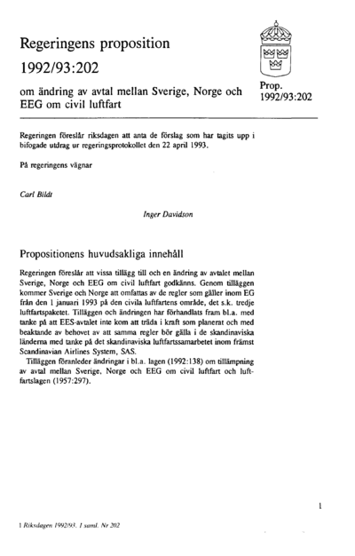 Omslaget till prop. 1992/93:202