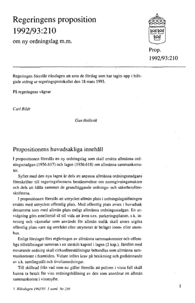 Omslaget till prop. 1992/93:210