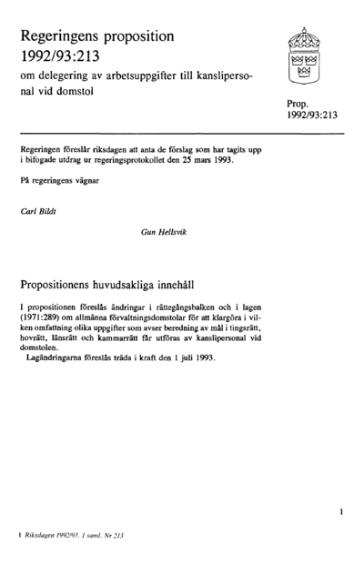 Omslaget till prop. 1992/93:213