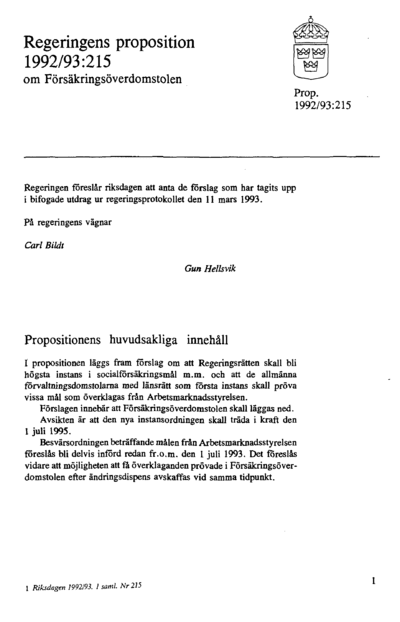 Omslaget till prop. 1992/93:215