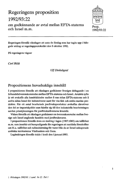 Omslaget till prop. 1992/93:22