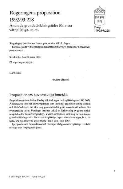 Omslaget till prop. 1992/93:228