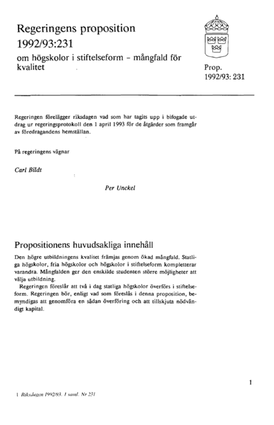Omslaget till prop. 1992/93:231