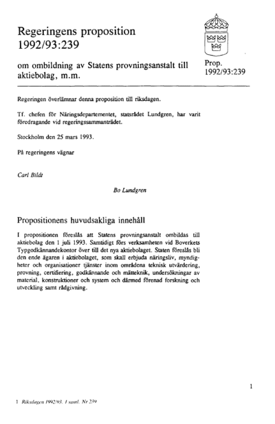 Omslaget till prop. 1992/93:239
