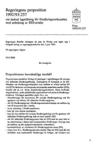 Omslaget till prop. 1992/93:257