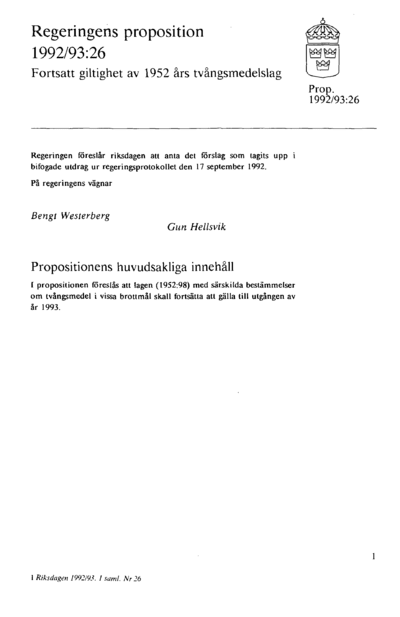 Omslaget till prop. 1992/93:26
