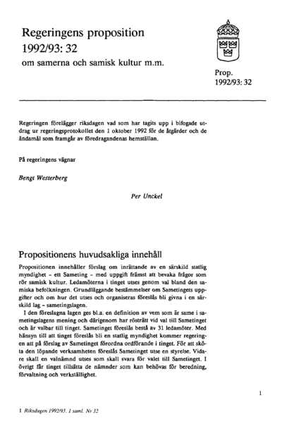 Omslaget till prop. 1992/93:32