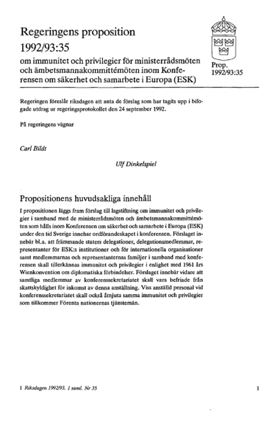 Omslaget till prop. 1992/93:35