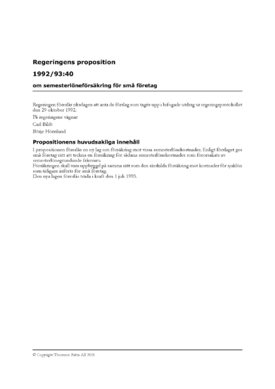 Omslaget till prop. 1992/93:40