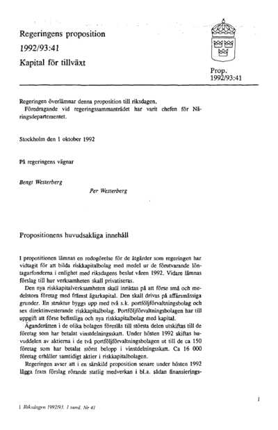 Omslaget till prop. 1992/93:41