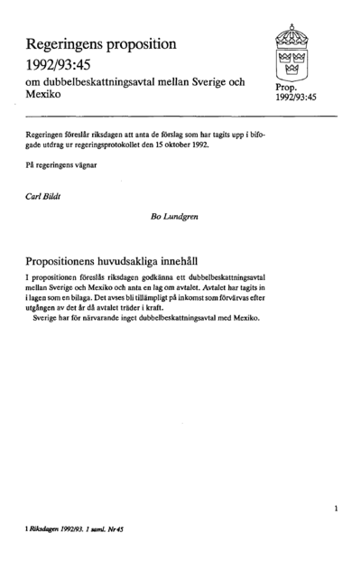 Omslaget till prop. 1992/93:45