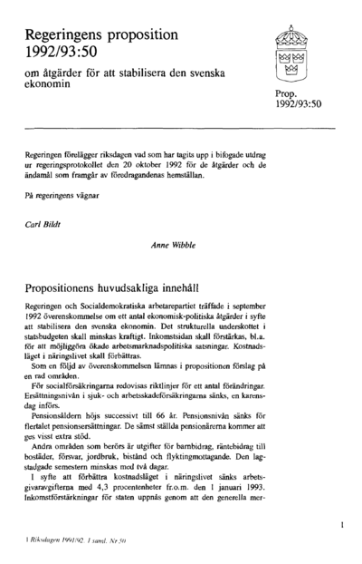 Omslaget till prop. 1992/93:50