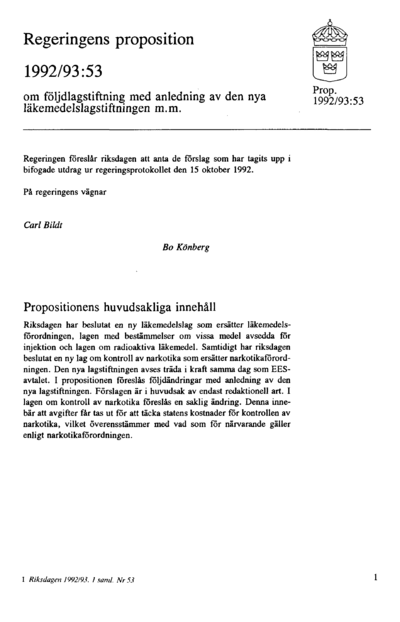 Omslaget till prop. 1992/93:53