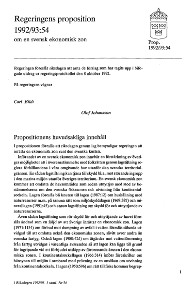 Omslaget till prop. 1992/93:54