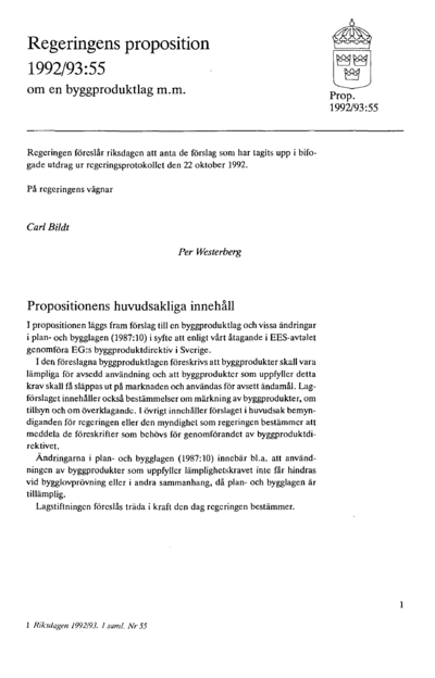 Omslaget till prop. 1992/93:55