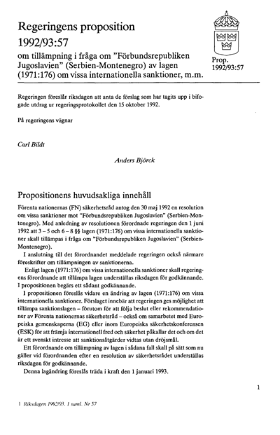Omslaget till prop. 1992/93:57