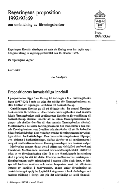 Omslaget till prop. 1992/93:69