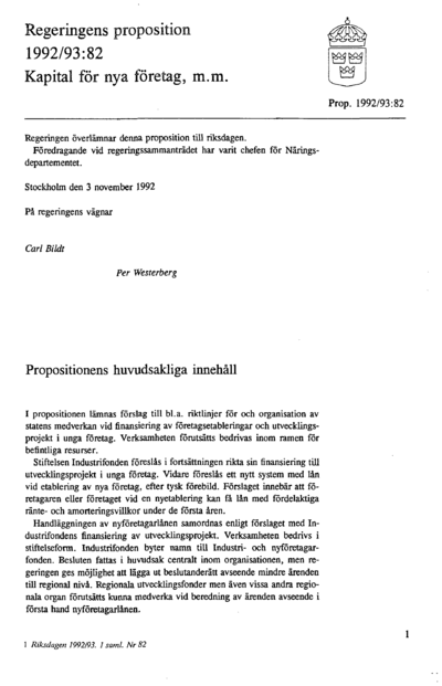 Omslaget till prop. 1992/93:82