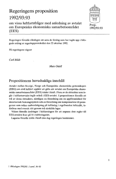 Omslaget till prop. 1992/93:93