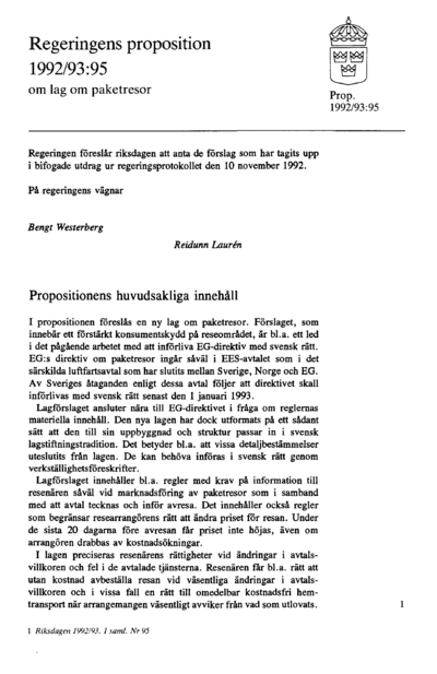 Omslaget till prop. 1992/93:95
