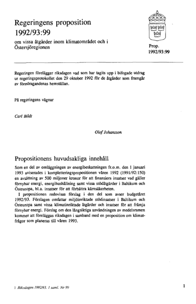 Omslaget till prop. 1992/93:99