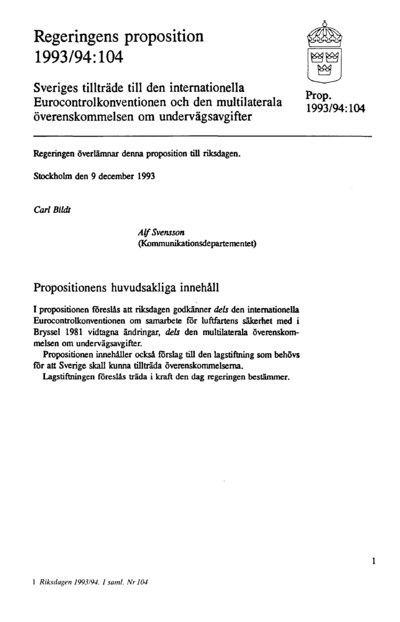 Omslaget till prop. 1993/94:104