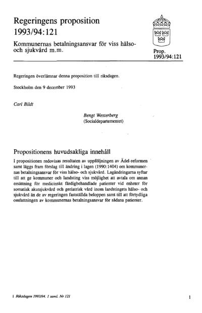 Omslaget till prop. 1993/94:121