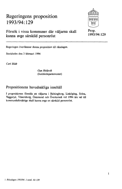 Omslaget till prop. 1993/94:129