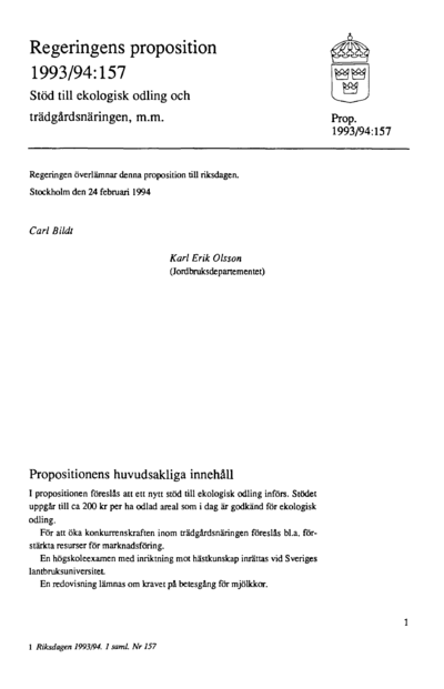 Omslaget till prop. 1993/94:157