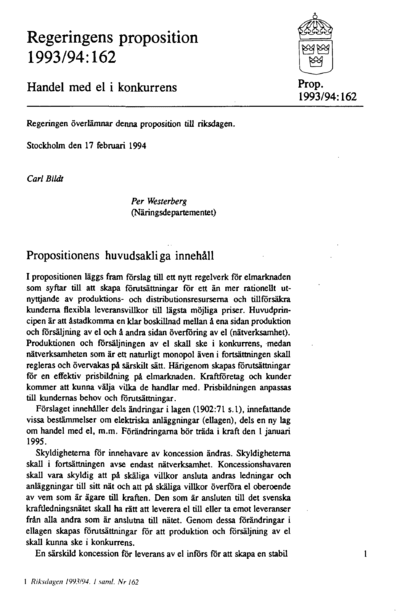 Omslaget till prop. 1993/94:162